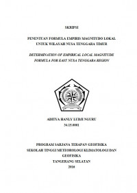 Image of PENENTUAN FORMULA EMPIRIS MAGNITUDO LOKAL
UNTUK WILAYAH NUSA TENGGARA TIMUR