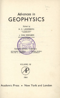 Image of Advances in Geophysics volume 10