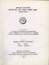 Image of Analisa Statistik Magnitudo dan Enersi Gempa Bumi Pulau Bali