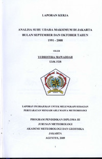 Image of Analisa Suhu Udara Maksimum di Jakarta Bulan September dan Oktober Tahun 1991-2008