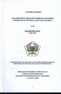 Image of Analisis Pengaruh SOI Terhadap Kondisi Curah Hujan di Wilayah Yogyakarta