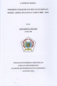 Image of PREDIKSI CURAHHUJANBULANAN DENGANMODELARIMA DI SANANA TAHUN 2009 – 2010