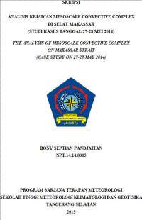 Image of JURNAL ANALISIS KONDISI PRESIPITASI SAAT KEMUNCULAN MESOSCALE CONVECTIVE COMPLEX DI SELAT MAKASSAR
(STUDI KASUS TANGGAL 27-28 MEI 2014)