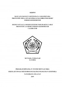 Image of RANCANG BANGUN SISTEM DATA LOGGER PADA PROTOTIPE MEJA GETAR SEBAGAI KALIBRATOR SHORT PERIOD SEISMOMETER