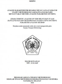 Image of ANALISIS KARAKTERISTIK KEJADIAN HUJAN SANGAT LEBAT DI
STASIUN METEOROLOGI SAM RATULANGI MANADO
MENGGUNAKAN METODE ANALISIS PARAMETER SOUNDING