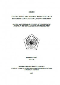 Image of ANALISIS SPASIAL DAN TEMPORAN TINGKAT ANCAMAN SAMBARAN PETIR CG (2010 – 2016) DI WILAYAH KABUPATEN GOWA, SULAWESI SELATAN