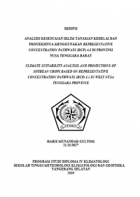Image of Analisis Kesesuaian Iklim Tanaman Kedelai Dan Proyeksinya Menggunakan Representative Concentration Pathways (Rcp) 4.5 Di Provinsi Nusa Tenggara Barat