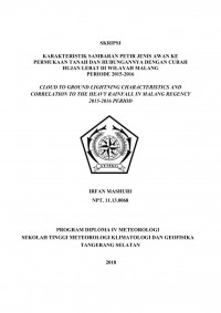 Image of KARAKTERISTIK SAMBARAN PETIR JENIS AWAN KE PERMUKAAN TANAH DAN HUBUNGANNYA DENGAN CURAH HUJAN LEBAT DI WILAYAH MALANG 2015-2016