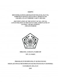 Image of Identifikasi Pengaruh Konsentrasi SO2 dan NO2 Terhadap Tingkat Keasaman Air Hujan di Jakarta Pusat Periode Tahun 1989-2018
Periode Tahun 1989-2018