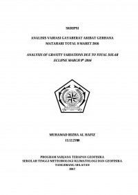 Image of ANALISIS VARIASI GAYA BERAT AKIBAT GERHANA MATAHARI TOTAL 9 MARET 2016