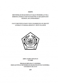 Image of Identifikasi Sesar Menggunakan Pemodelan Tiga Dimensi  Anomali Gravitasi Di Wilayah Kabupaten Mamasa, Sulawesi Barat