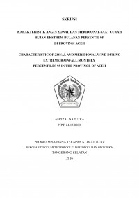 Image of KARAKTERISTIK ANGIN ZONAL DAN MERIDIONAL SAAT CURAH HUJAN EKSTREM BULANAN PERSENTIL 95 DI PROVINSI ACEH