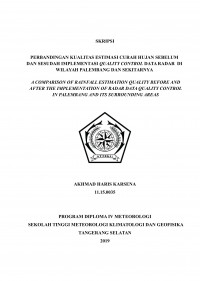 Image of Perbandingan Kualitas Estimasi Curah Hujan Sebelum dan Sesudah Implementasi Quality Control Data Radar di Wilayah Palembang dan Sekitarnya
