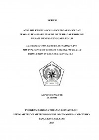 Image of ANALISIS KESESUAIAN LAHAN PEGARAMAN DAN PENGARUH VARIABILITAS IKLIM TERHADAP PRODUKSI GARAM DI NUSA TENGGARA TIMUR