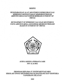 Image of PENGEMBANGAN ALAT MONITORING KEBOCORAN GAS HIDROGEN MENGGUNAKAN MIKROKONTROLER ARDUINO MEGA DAN ESP8266 BERBASIS INTERNET OF THINGS