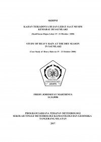 Image of KAJIAN TERJADINYA HUJAN LEBAT SAAT MUSIM KEMARAU DI SAUMLAKI (Studi Kasus Hujan Lebat 19 - 21 Oktober  2000)