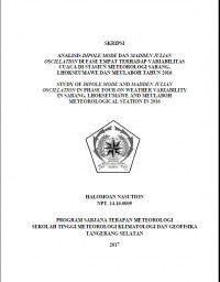 Image of ANALISIS DIPOLE MODE DAN MADDEN JULIAN OSCILLATION DI FASE EMPAT TERHADAP VARIABILITAS CUACA DI STASIUN METEOROLOGI SABANG, LHOKSEUMAWE DAN MEULABOH TAHUN 2016