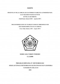 Image of PENENTUAN NILAI AMBANG BATAS INDEKS STABILITAS ATMOSFER PADA SAAT KEJADIAN BADAI GUNTUR DI WILAYAH SORONG (Studi Kasus Januari 2015 – Agustus 2017)