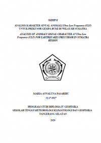 Image of Analisis Karakter Sinyal Anomali Ultra Low Frequency (ULF) Untuk Prekusor Gempa Bumi di Wilayah Sumatra