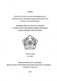 Image of Penentuan Nilai Vs30 Dan Klasifikasi Site Menggunakan Metode Inversi Hvsr Di Wilayah  Mamasa, Sulawesi Barat