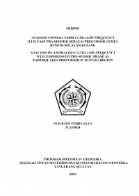 Image of Analisis Anomali Emisi Ultra Low Frequency (ULF) Fase Pra-Seismik Sebagai Prekursor Gempa Bumi di Wilayah Kupang