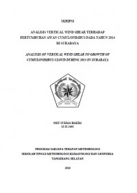 Image of ANALISIS VERTICAL WIND SHEAR TERHADAP PERTUMBUHAN AWAN CUMULONIMBUS PADA TAHUN 2014 DI SURABAYA