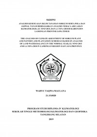Image of ANALISIS KESESUAIAN IKLIM TANAMAN SORGUM SERTA POLA DAN JADWAL TANAM BERDASARKAN ANALISIS NERACA AIR LAHAN KLIMATOLOGIS, EL NINO 2015, DAN LA NINA 2010 DI KABUPATEN LAMONGAN PROVINSI JAWA TIMUR