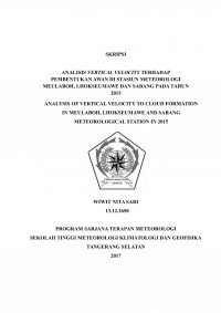 Image of ANALISIS VERTICAL VELOCITY TERHADAP PEMBENTUKAN AWAN DI STASIUN METEOROLOGI MEULABOH, LHOKSEUMAWE DAN SABANG PADA TAHUN 2015