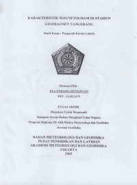 Image of Karakteristik Magnetogram Di Stasiun Geomagnet Tangerang Studi Kasus : Pengaruh Kereta Listrik