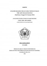 Image of ANALISIS KEJADIAN HUJAN MENGGUNAKAN WRF-ARW PADA HUJAN LEBAT DI KAB.TOLITOLI (Studi Kasus 22-23 JANUARI 2014 )