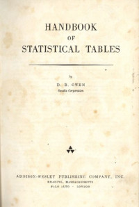 Image of Handbook Of Statistical Tables