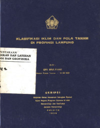 Image of Klasifikasi Iklim dan Pola Tanam di Propinsi Lampung