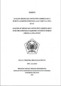 Image of ANALISIS MESOSCALE CONVECTIVE COMPLEX (MCC) 
DI BENUA MARITIM INDONESIA SAAT TAHUN LA NINA KUAT

ANALYSIS OF MESOSCALE CONVECTIVE COMPLEX (MCC) OVER THE INDONESIAN MARITIME CONTINENT DURING STRONG LA NINA EVENT