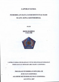 Image of Pemodelan Data 2-D Resistivitas dari Suatu Zona Geothermal