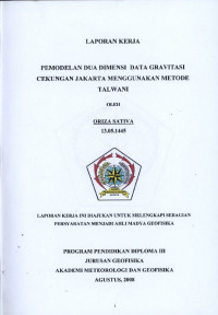 Image of Pemodelan Dua Dimensi Data Gravitasi Cekungan Jakarta Menggunakan Metode Talwani