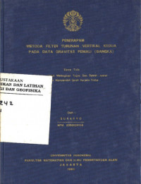 Image of Penerapan Metoda Filter Turunan Vertikal Kedua Pada Data Gravitas Pemali (Bangka)