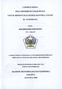 Image of Pola Distribusi Curah Hujan Untuk Menentukan Kesesuaian Pola Tanam di Tangerang