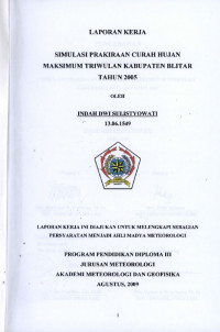 Image of Simulasi Prakiraan Curah Hujan Maksimum Triwulan Kabupaten Blitar Tahun 2005