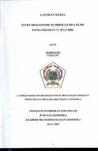 Image of Studi Mekanisme Sumber Gempa Bumi Pangandaran 17 Juli 2006