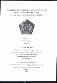 Image of Study Perubahan Kecepatan Gelombang Seismik Sebagai Precursor Gempa Bumi