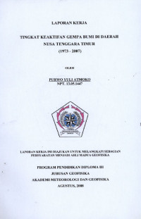 Image of Tingkat Keaktifan Gempa Bumi di Daerah Nusa Tenggara Timur (1973-2007)
