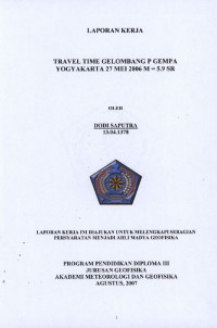 Image of Travel Time Gelombang P Gempa Yogyakarta 27 Mei 2006 = 5.9 SR