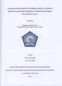 Image of ANALISIS PENGARUH SUTT BERDASARKAN ANOMALI
MEDAN MAGNETIK DI OBSERVATORIUM GEOFISIKA
PELABUHAN RATU