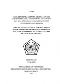 Image of VALIDASI EFEKTIVITAS ALERT WIND SHEAR PADA LLWAS DI BANDARA INTERNASIONAL SOEKARNO-HATTA MENGGUNAKAN DATA PILOT REPORT, RADAR DOPPLER, DAN AUTOMATED WEATHER OBSERVING SYSTEM (AWOS)