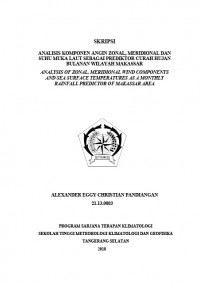 Image of ANALISIS KOMPONEN ANGIN ZONAL, MERIDIONAL DAN SUHU MUKA LAUT SEBAGAI PREDIKTOR CURAH HUJAN BULANAN WILAYAH MAKASSAR