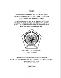Image of ANALISIS KETERSEDIAAN AIR TANAH DAN AWAL MUSIM UNTUK PENENTUAN KALENDER TANAM PADI DAN JAGUNG DI KABUPATEN MAROS