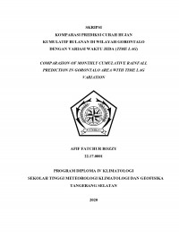 Image of Komparasi Prediksi Curah Hujan Kumulatif Bulanan Di Wilayah Gorontalo Dengan Variasi Waktu Jeda (Time Lag)