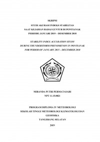 Image of Studi Akurasi Indeks Stabilitas Saat Kejadian Badai Guntur di Pontianak Periode Januari 2015 - Desember 2018