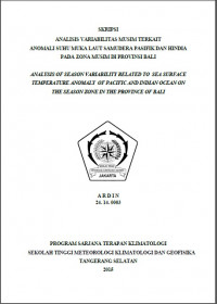 Image of ANALISIS VARIABILITAS MUSIM TERKAIT ANOMALI SUHU MUKA LAUT SAMUDERA PASIFIK DAN HINDIA PADA ZONA MUSIM DI PROVINSI BALI