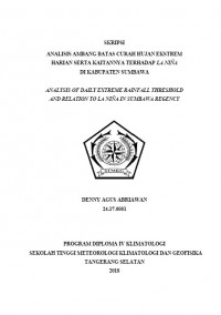Image of ANALISIS AMBANG BATAS CURAH HUJAN EKSTREM HARIAN SERTA KAITANNYA TERHADAP LA NIÑA DI KABUPATEN SUMBAWA